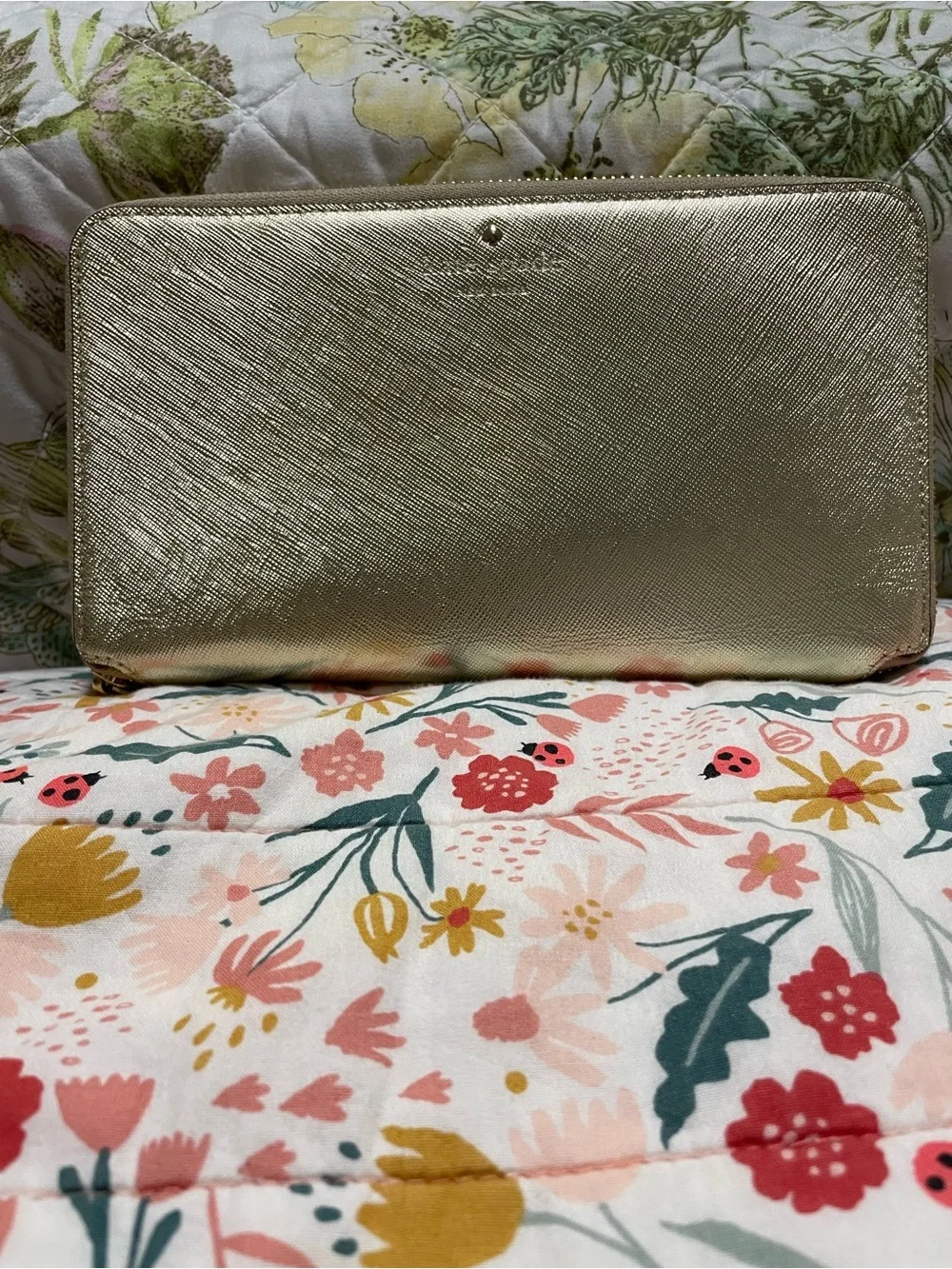 Gold Saffiano Zip-Around Wallet - Women Bags